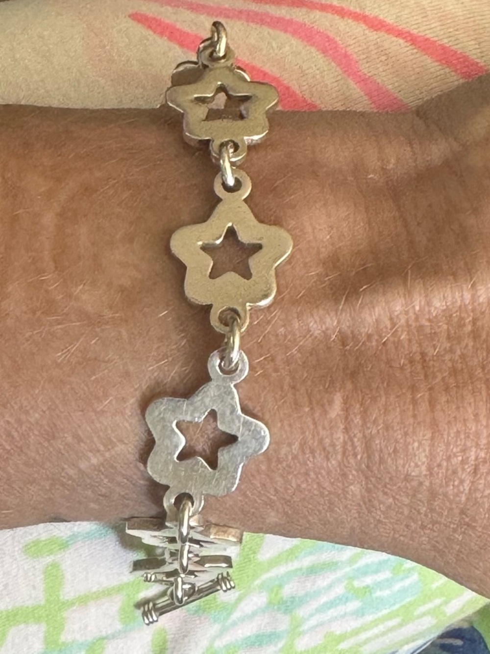 Sterling Silver Star Cutout Link Bracelet 7.5” - Picture 3 of 8